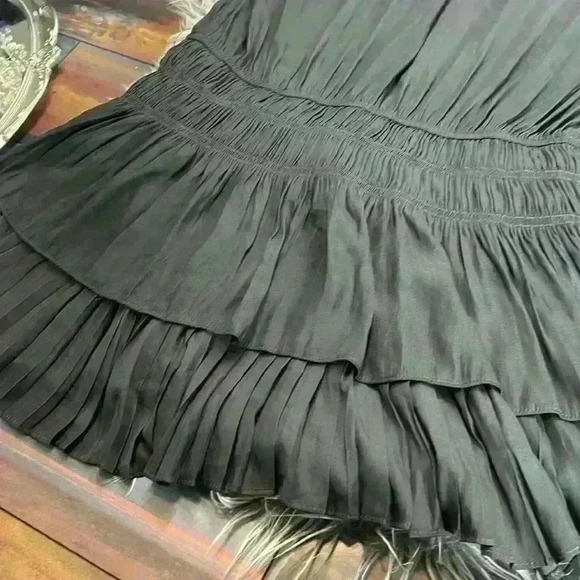 Mustard Seed Gray Silk-Like Sleeveless Tie Neck drop-waist  Tiered Dress, M - Picture 11 of 11